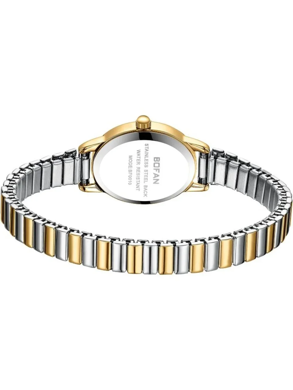 Womens Gold Silver Analog Quartz Stainless Steel Waterproof Bracelet Wrist Watch